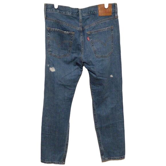 Levi's 501 T Women's Blue Distressed Tapered Denim Jeans Size 0 W25 L28 - Picture 3 of 3